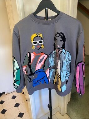 Sunday Up Heather Gray Crewneck Sweatshirt with Ribbed Collar